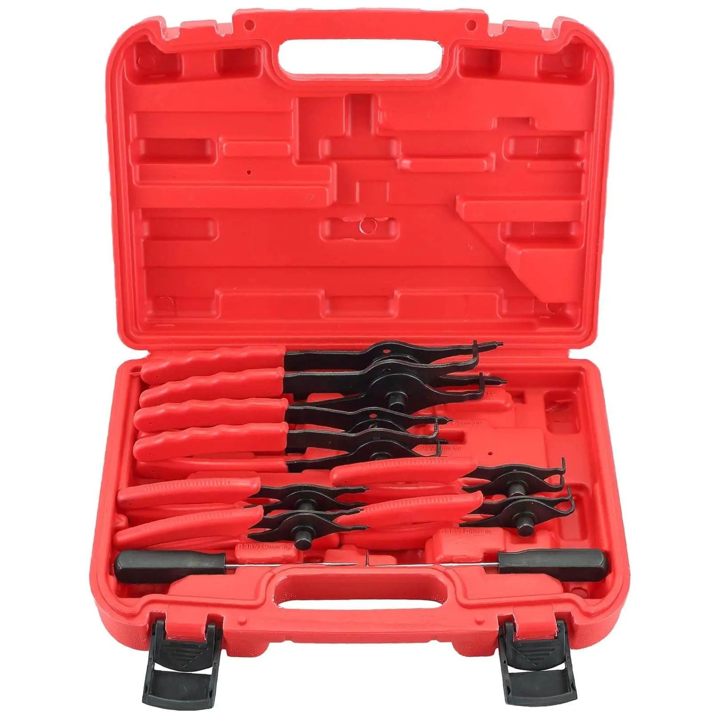 11 Piece Snap Ring Pliers Set For Car And Motorcycle, Straight And Bent Internal External Retaining Ring Pliers With Hook And Pick, Heavy Duty Circlip Tools For Home Garage Built Tough.038 To.09 Inch Range DASBET in red case