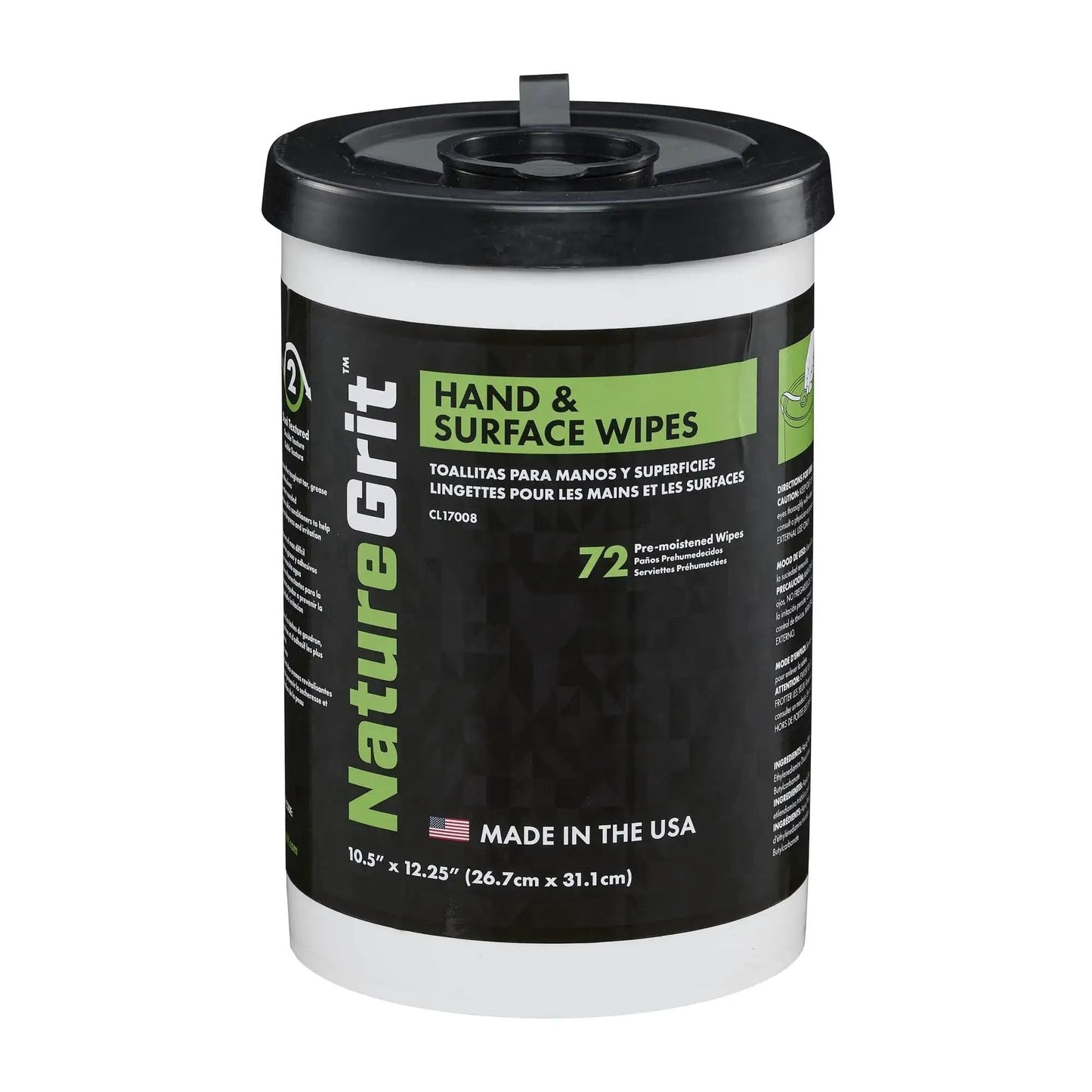 Mechanic Hand And Surface Wipes With Degreaser For Grime Removal Six Canisters featuring Nature Grit label and container size details.