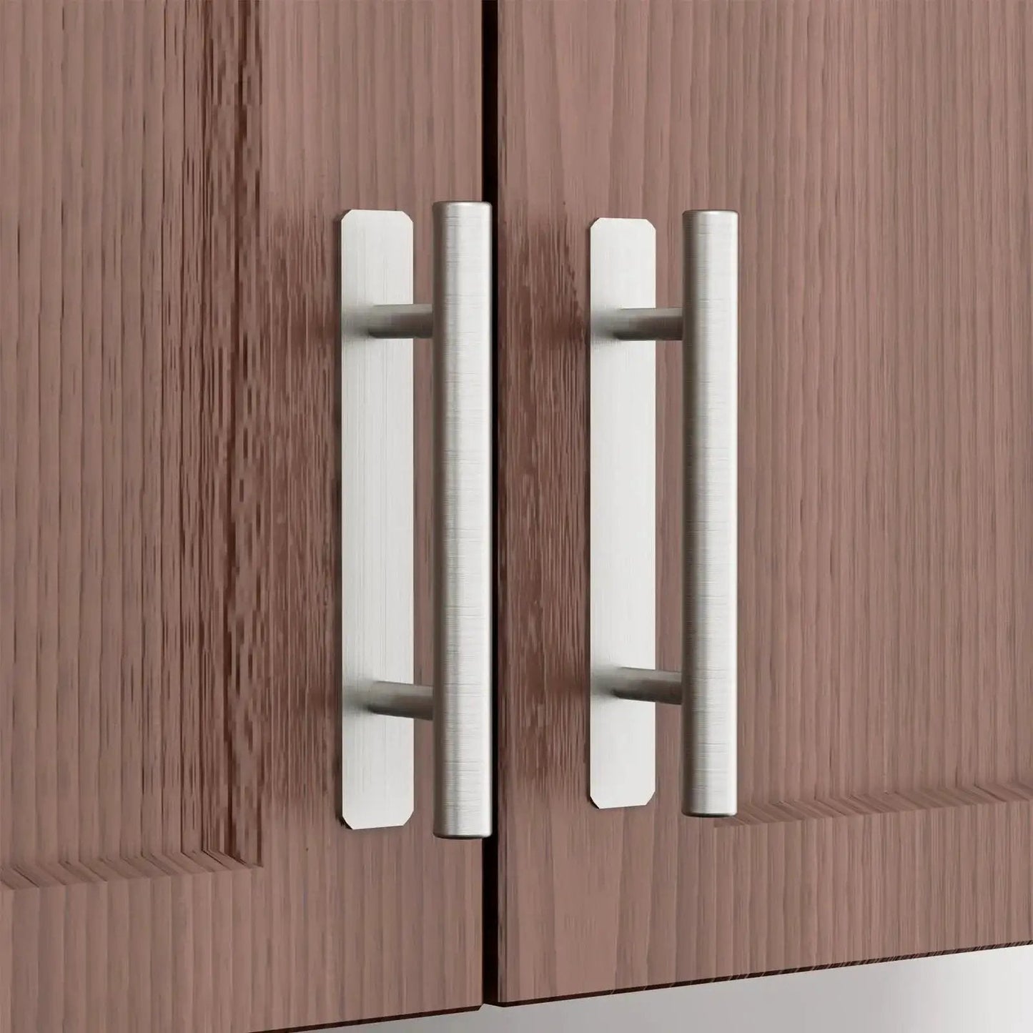 Set Of Four Self Adhesive Sliding Closet Door Handles No Drill Brushed Stainless Steel Five Inch Stick On Cabinet And Drawer Pulls