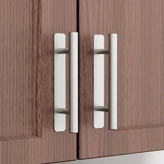 Set Of Four Self Adhesive Sliding Closet Door Handles No Drill Brushed Stainless Steel Five Inch Stick On Cabinet And Drawer Pulls