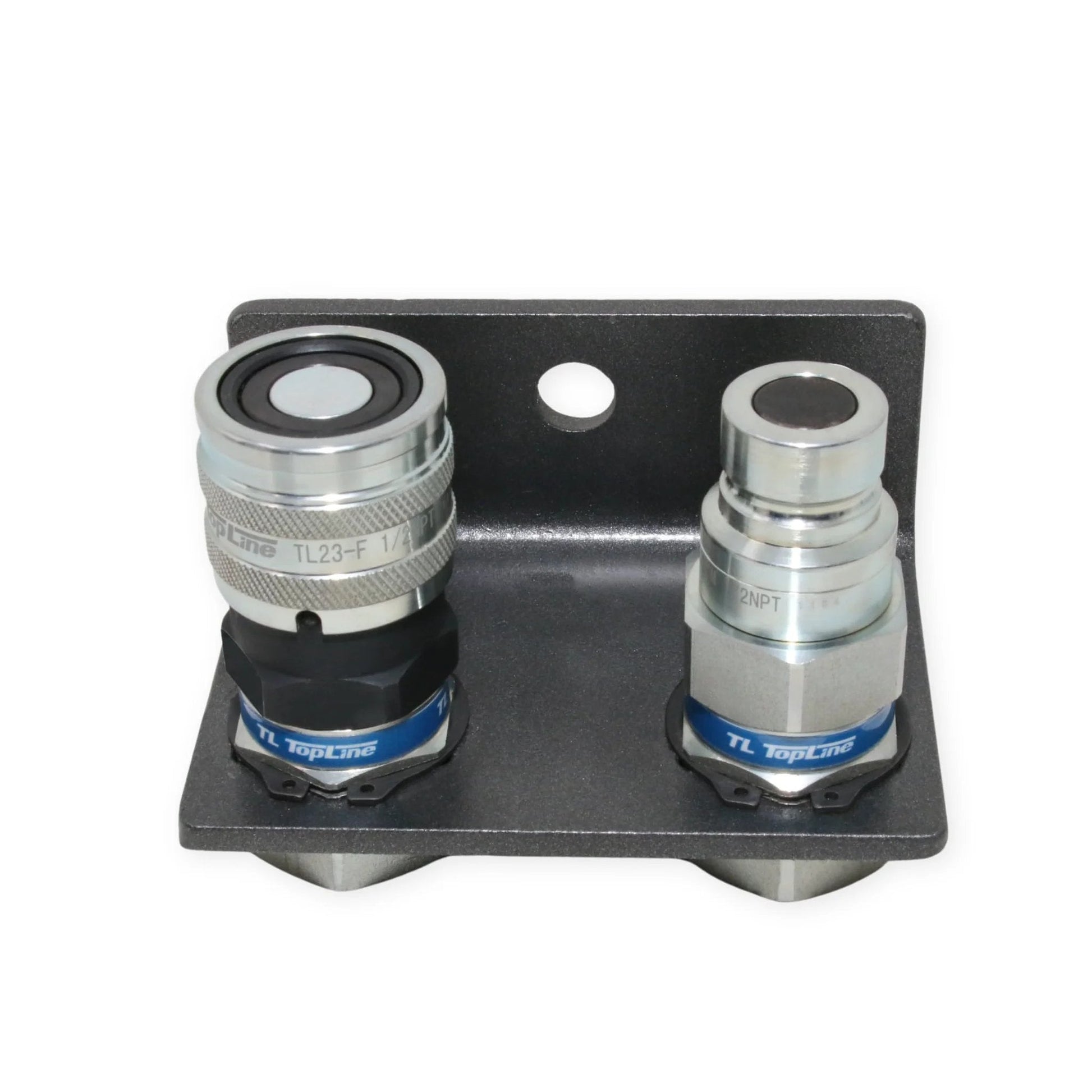 Half Inch Hydraulic Quick Connect Coupler Set Flat Face Half Inch NPT ISO 16028 Built Tough Heavy Duty Steel Includes Mounting Bracket