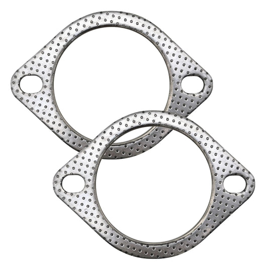 3 Inch Exhaust Gasket For Muffler Flange And Manifold, 2 Bolt, High Temperature Graphite With Fire Ring, 77mm ID, 2 Pcs, Fits Automotive And Truck Exhaust Systems