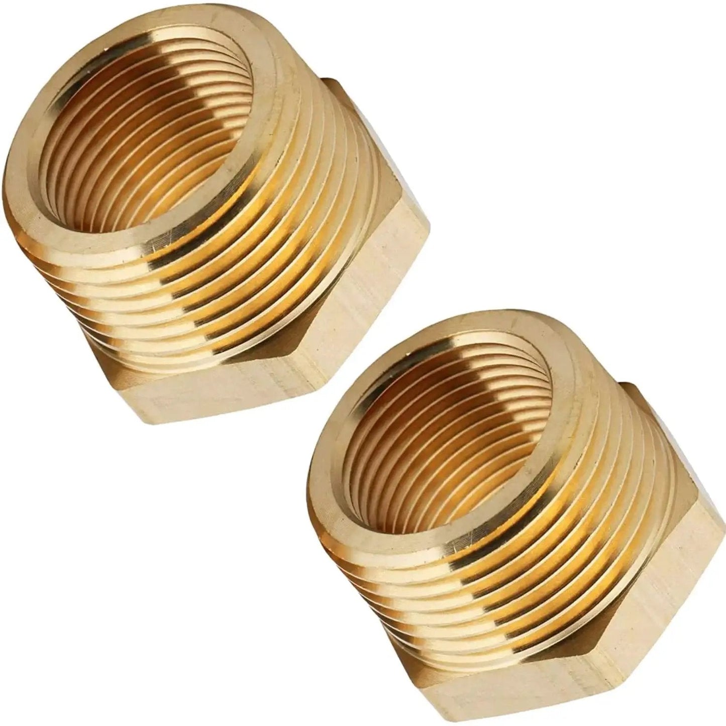 Brass 1 Inch Male To 3/4 Inch Female NPT Reducer Fitting Hex Bushing For Plumbing 2 Pack Leak Resistant Durable Connector By CX Wonderland