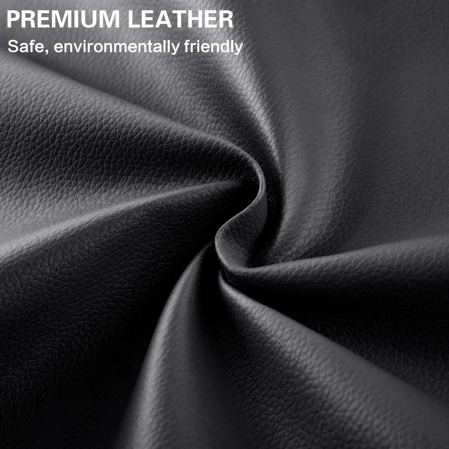 Close-up of premium leather showing texture, used in Leather Repair Patch Kit 4x63 Inch Self Adhesive Tape For Furniture And Car Seats Black.