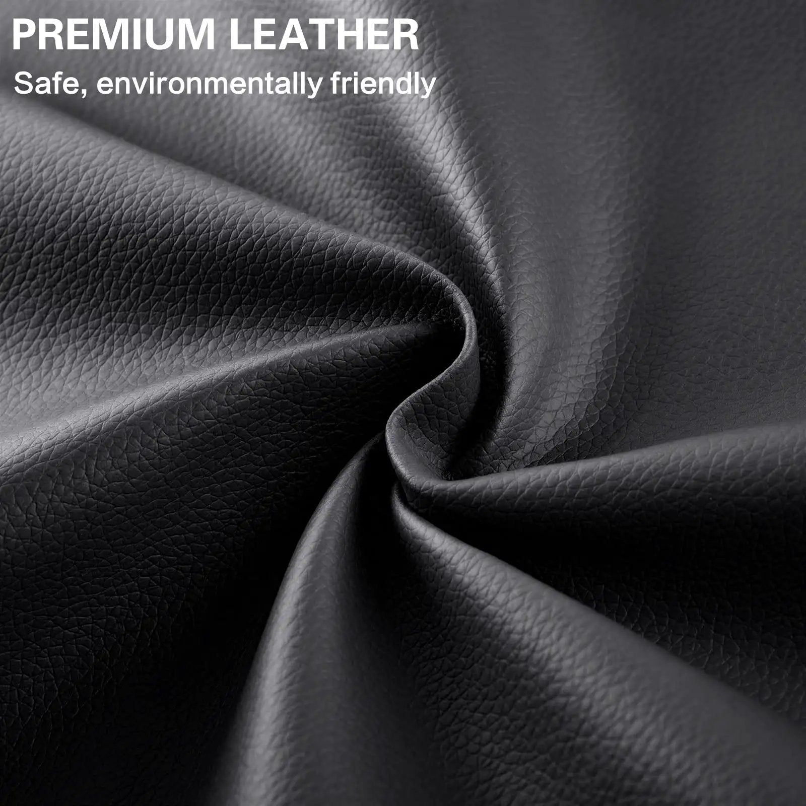 Close-up of premium leather showing texture, used in Leather Repair Patch Kit 4x63 Inch Self Adhesive Tape For Furniture And Car Seats Black.