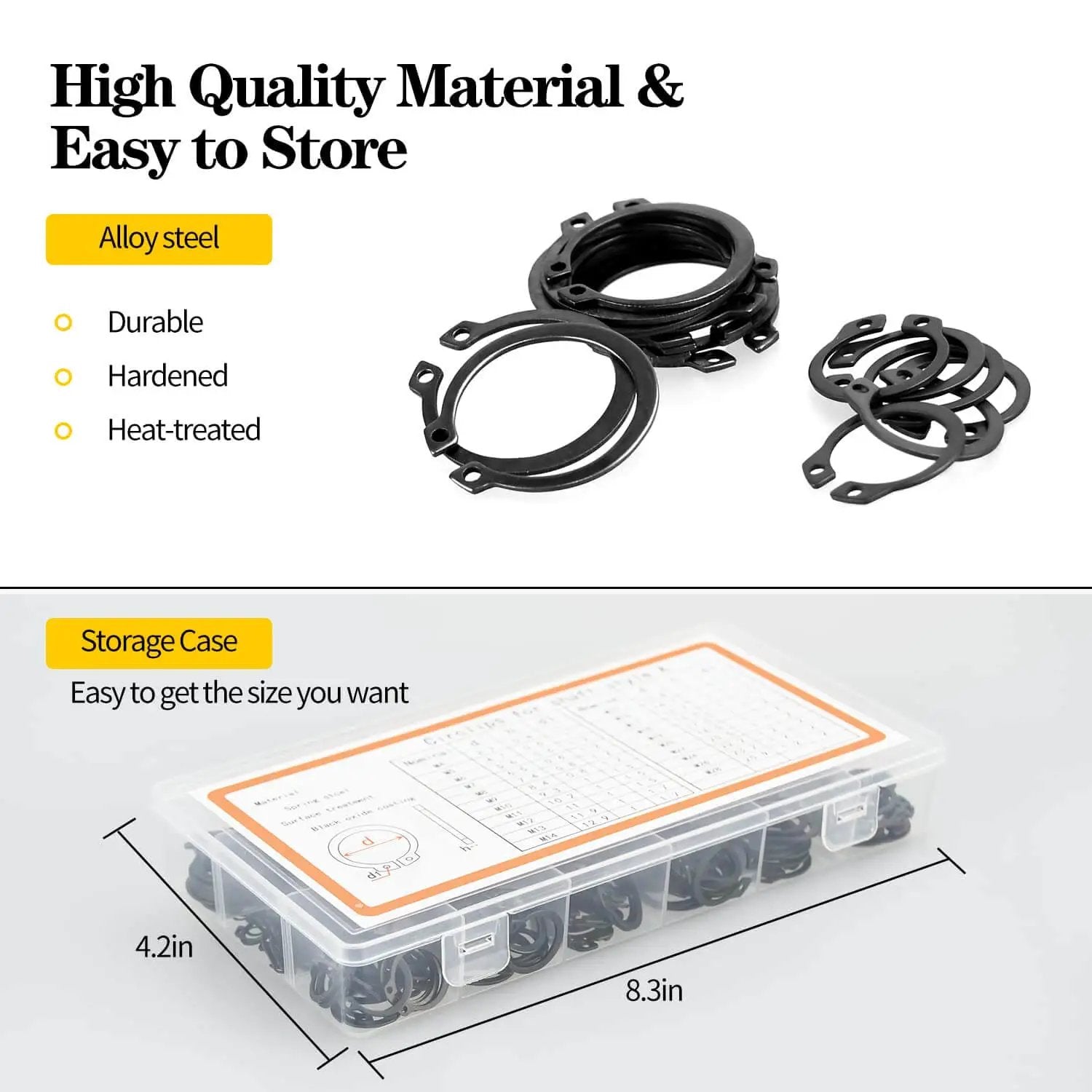 500Pcs Retaining Ring Set M4 To M28 With 21 Sizes Alloy Steel Circlip Snap Ring Kit Including 4 Pliers For Internal And External Snap Rings
