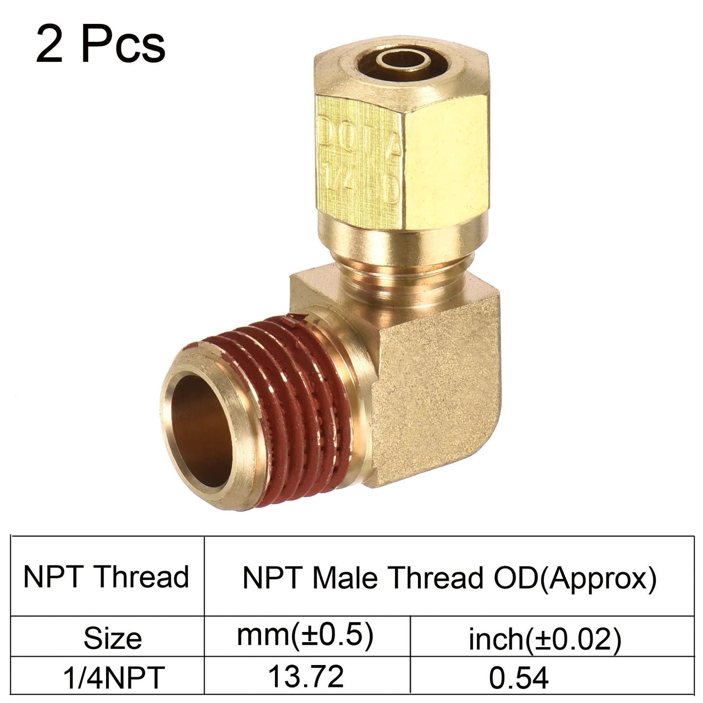 Brass Elbow Compression Tube Fitting 1/4 NPT to 1/4 Inch Tube OD 90 Degree Coupler Adapter for Quick Pipe Connections in Sinks Water Tanks Bathrooms Refrigerators and More Pack of 2 by Meccanixity
