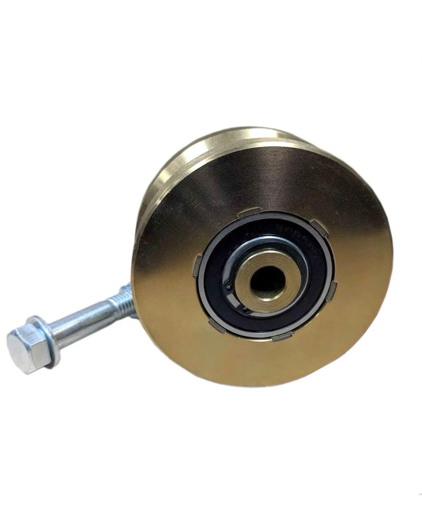 Rugged 4 Inch V Groove Caster Wheel With Box For Sliding Gates Heavy Duty Gate Roller With 6205RS Double Bearings shown with bolt