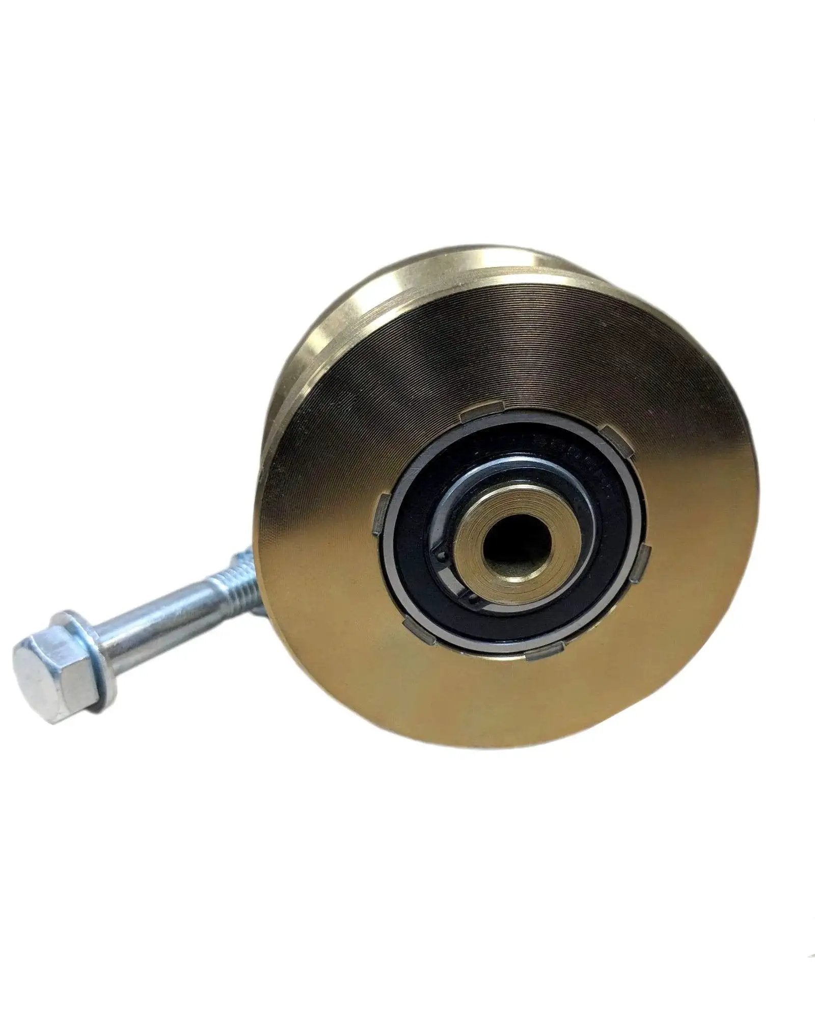 Rugged 4 Inch V Groove Caster Wheel With Box For Sliding Gates Heavy Duty Gate Roller With 6205RS Double Bearings shown with bolt