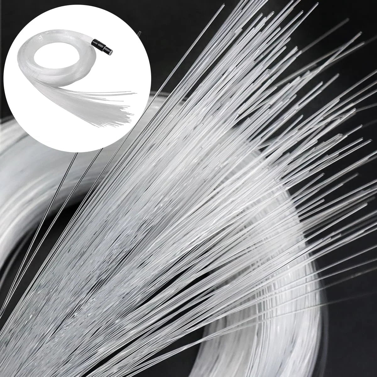 End Glow PMMA Fiber Optic Cable Set For LED Star Ceiling Kits, 100 Pcs, 0.75mm Diameter, 6.5 Ft 2 M Length, End Glow Cables Ready To Cut