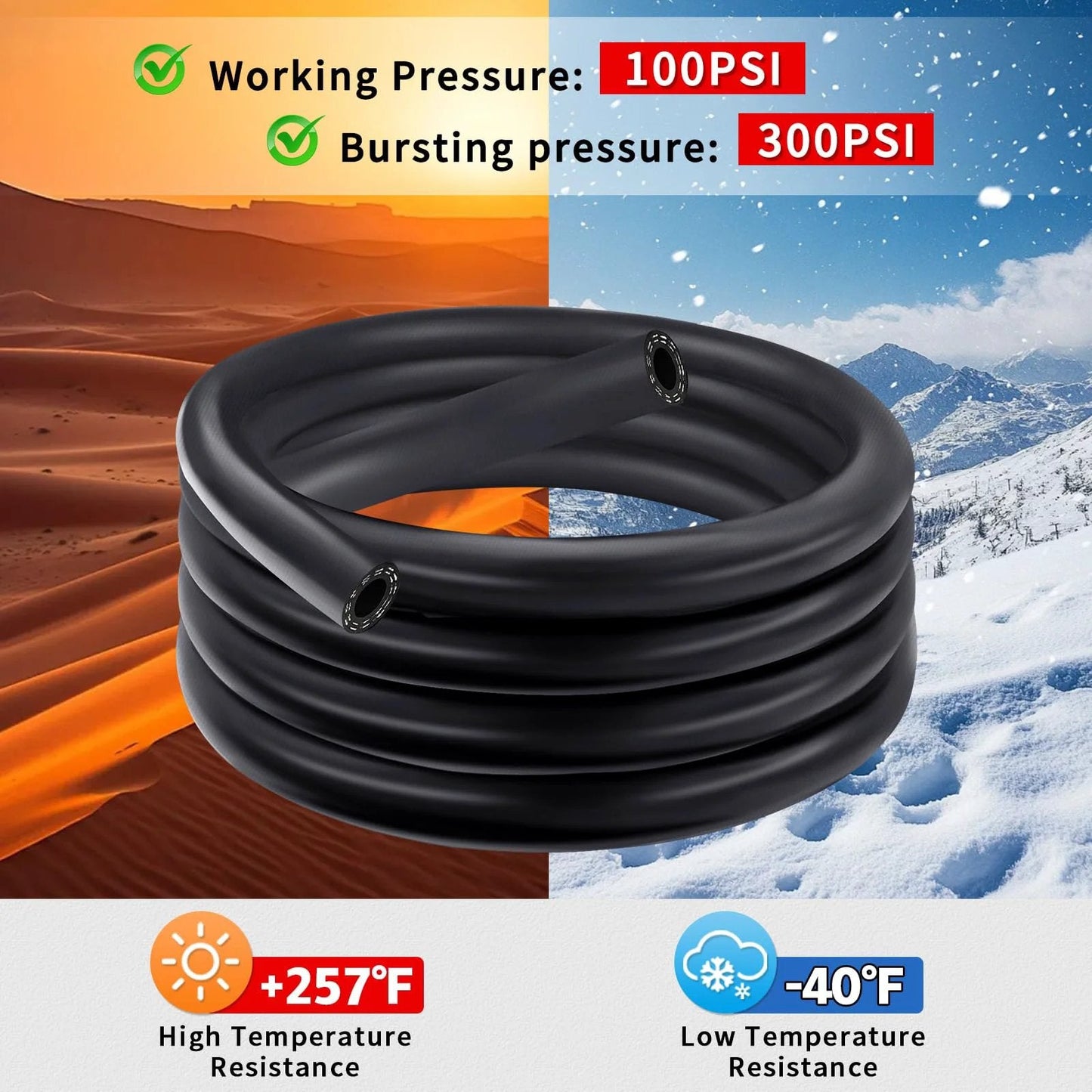 Roll of Five Eighth Inch Heater Hose For Water Coolant And Fuel Systems, EPDM Hose With Two Spiral Layers, outdoor temperature variation.