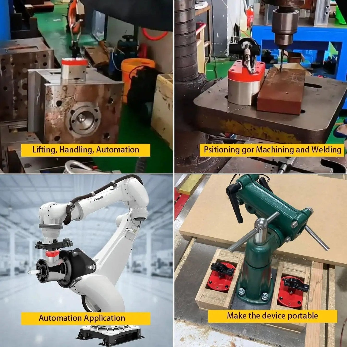 Switchable Magnetic Lifter With 220 Lb Pull Off for lifting and positioning in metal fabrication and automation setups
