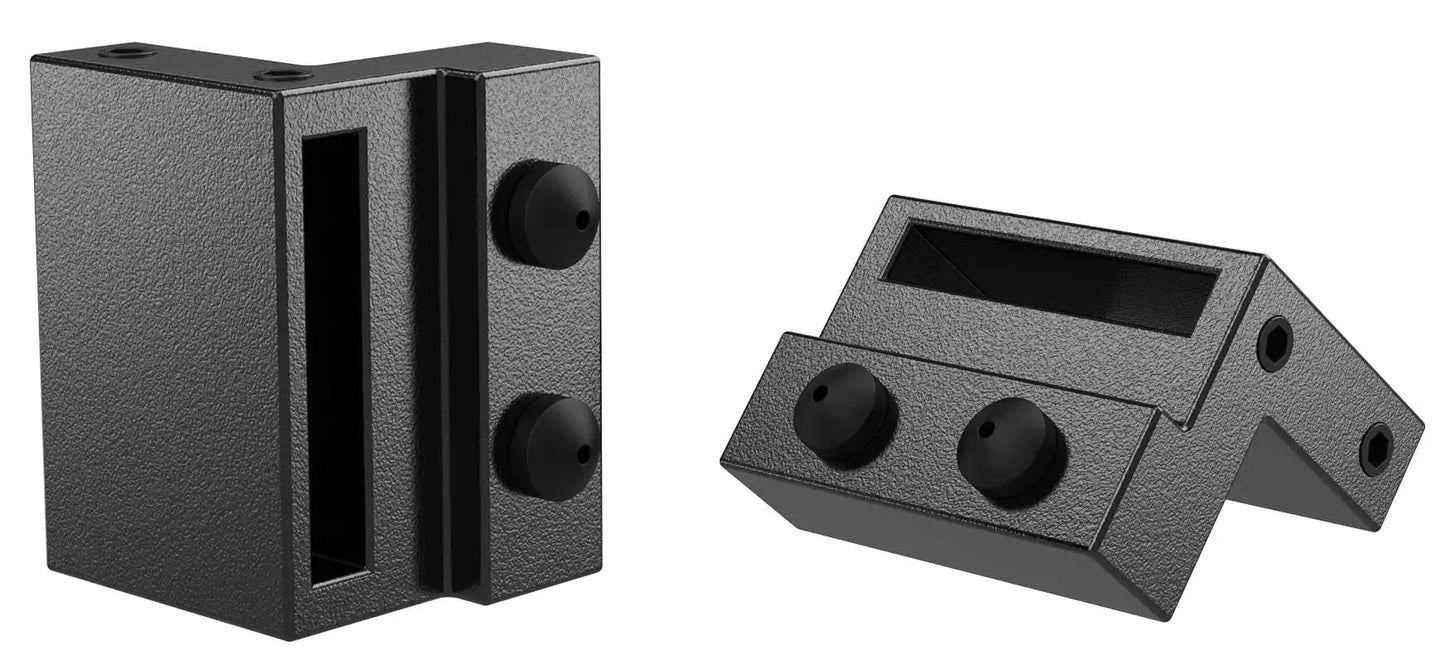 Heavy Duty Sliding Barn Door Roller Hanger With Anti Jumper Stopper Floor Guide And Accessories, black carbon steel close-up view