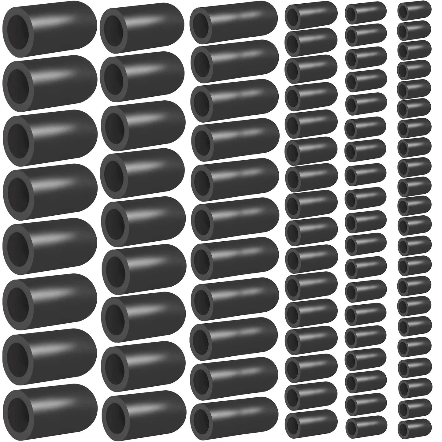 Vacuum Hose Caps Set With 80 Pieces, Six Size Assortment In Black Rubber For Automotive Vacuum Lines, Carburetor Plugs And Intake Manifold Fittings