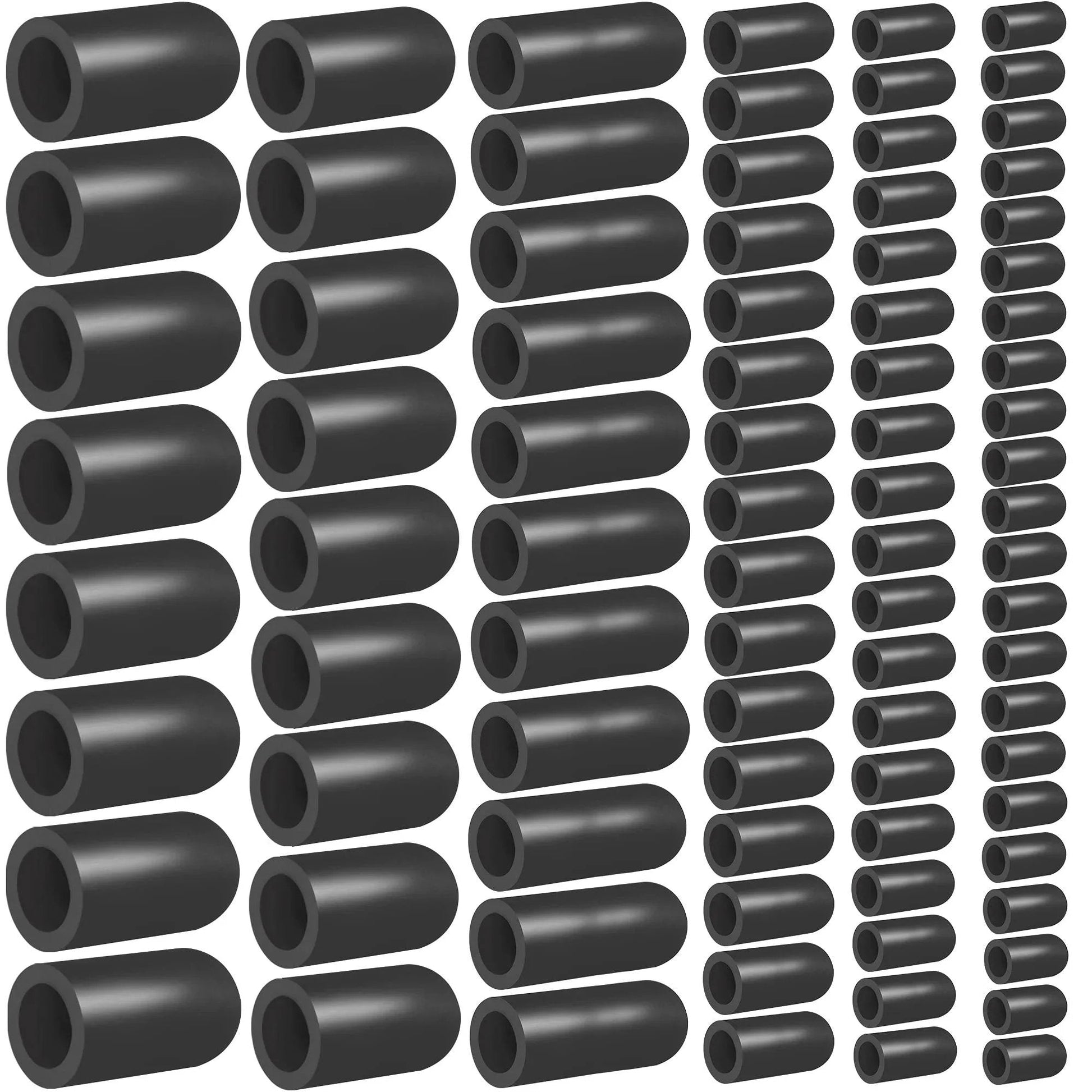 Vacuum Hose Caps Set With 80 Pieces, Six Size Assortment In Black Rubber For Automotive Vacuum Lines, Carburetor Plugs And Intake Manifold Fittings