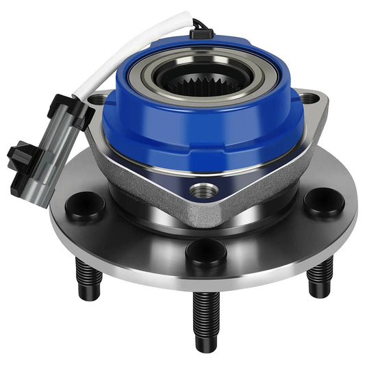 Front Wheel Hub Bearing Assembly 5 Lug With ABS OE 513179 Direct Fit for GM models, featuring a blue and silver design with sensor connection.