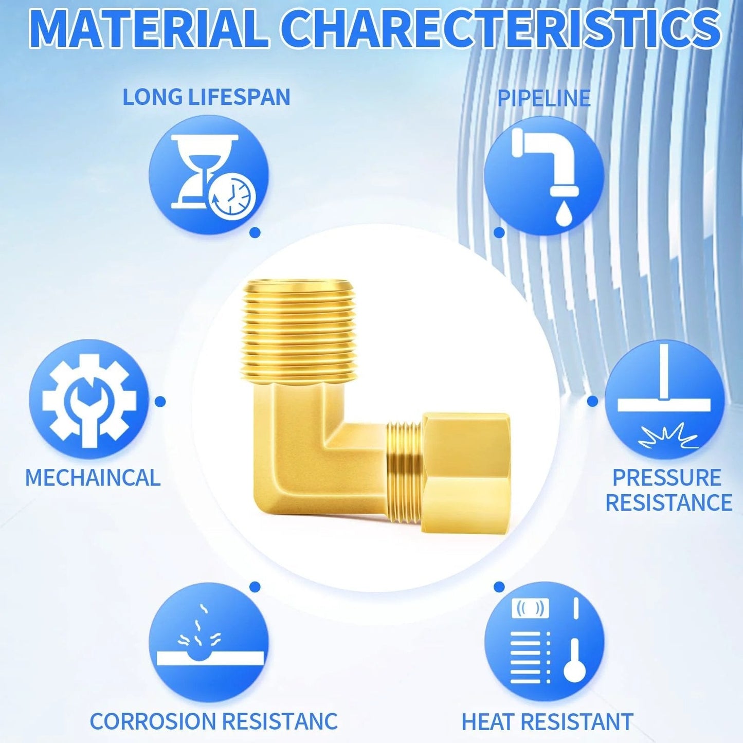 Brass Compression Tube Fitting Three Sixteenths Inch OD to One Eighth Inch NPT Male 90 Degree Elbow Connector 10 Pack