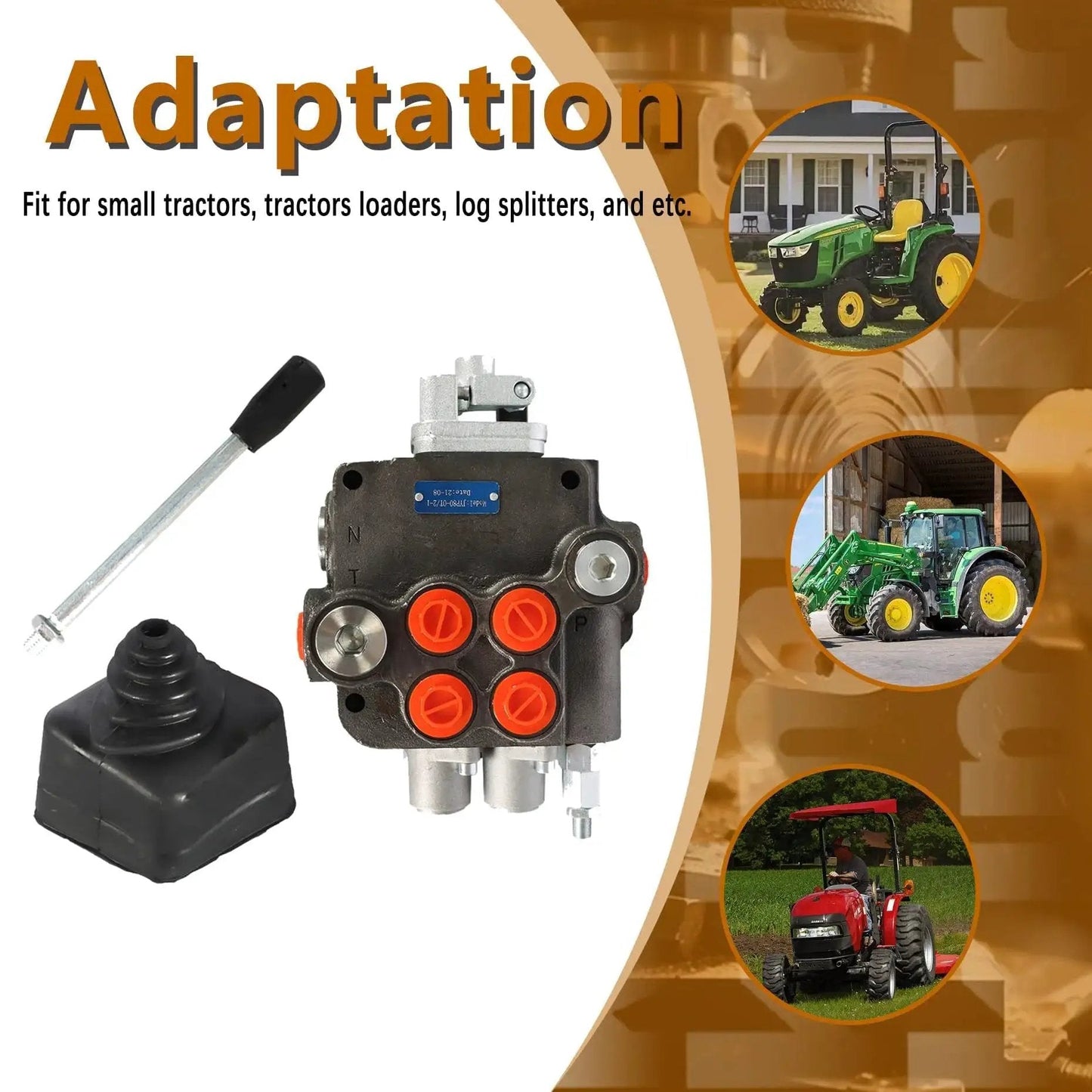 2 Spool Hydraulic Valve With Joystick Control For Heavy Equipment 21GPM Flow 3625PSI Relief Double Acting Valve for Loaders, Excavators