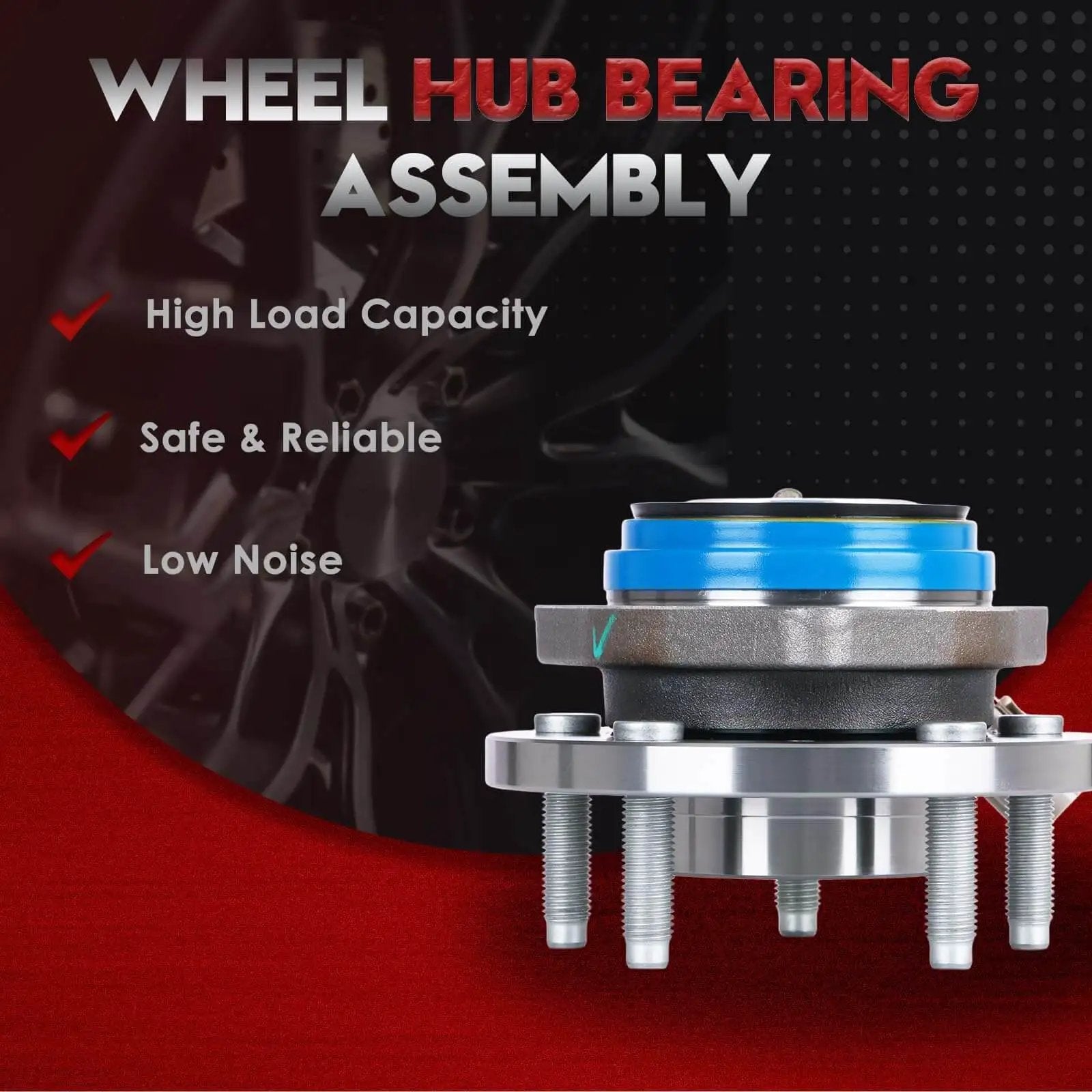 Single Front Wheel Hub & Bearing Assembly 513121 compatible with Chevy Impala 2000-2011, 5-Lug w/ ABS, product features displayed