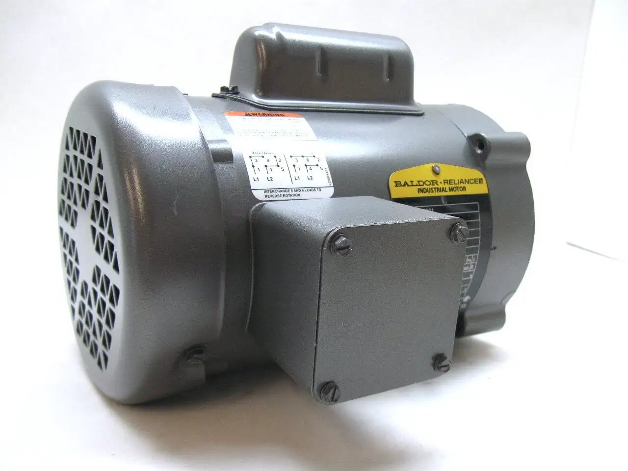 Single Unit General Purpose Single-Phase 1/3 HP AC Motor, 56C Frame TEFC Enclosure, side view, capacitor-start