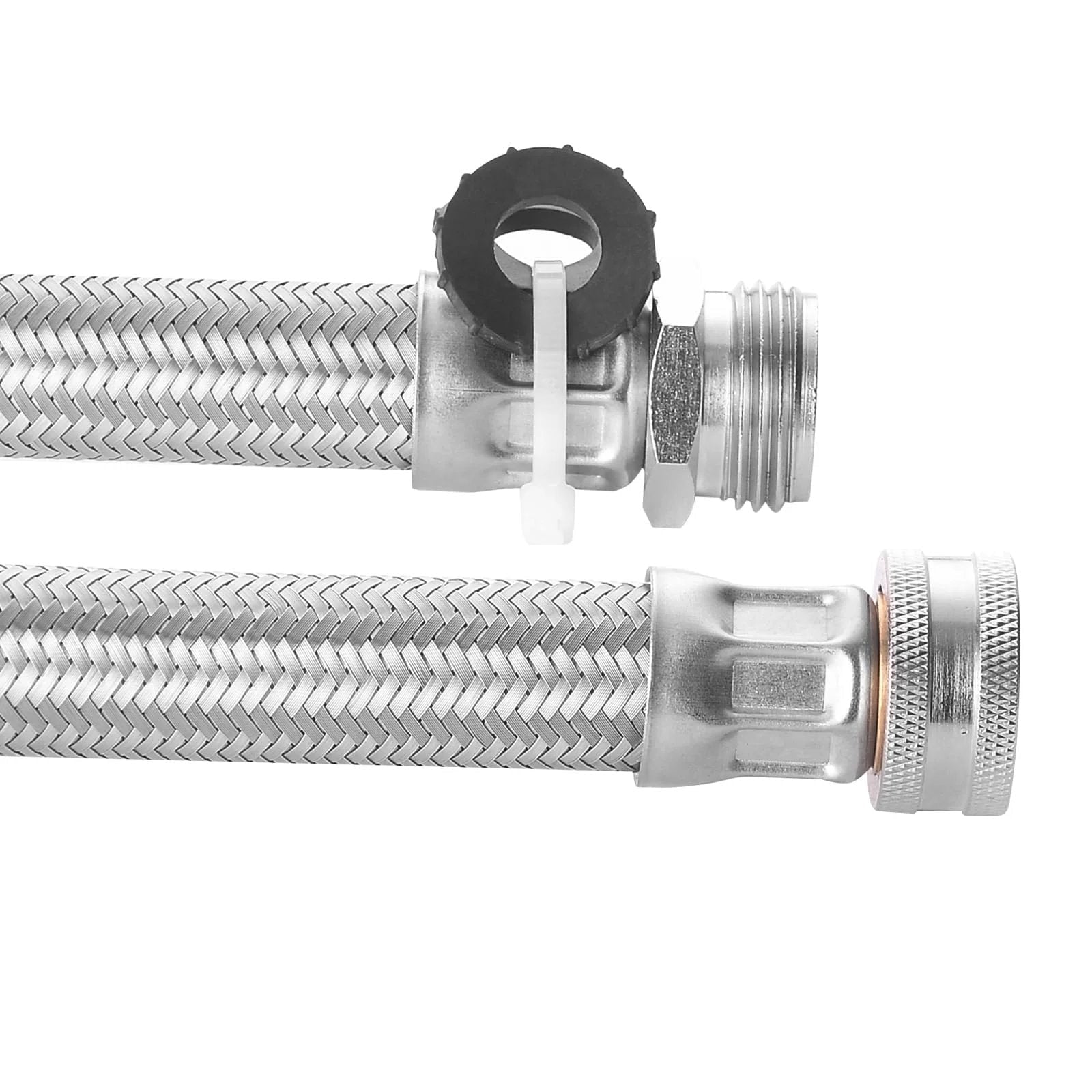 Heavy Duty Stainless Steel Braided Garden Hose Extension With 45 Degree Bend, 9.5 Inch Length, Kink-Resistant Fittings