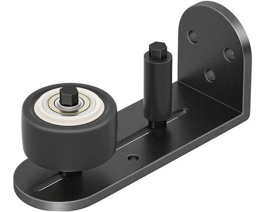 Sliding Barn Door Floor Guide With Quiet Bearing And Adjustable Rubber Rollers, Rustproof Aluminum Alloy Track For Flush Bottom, Round Edge Design