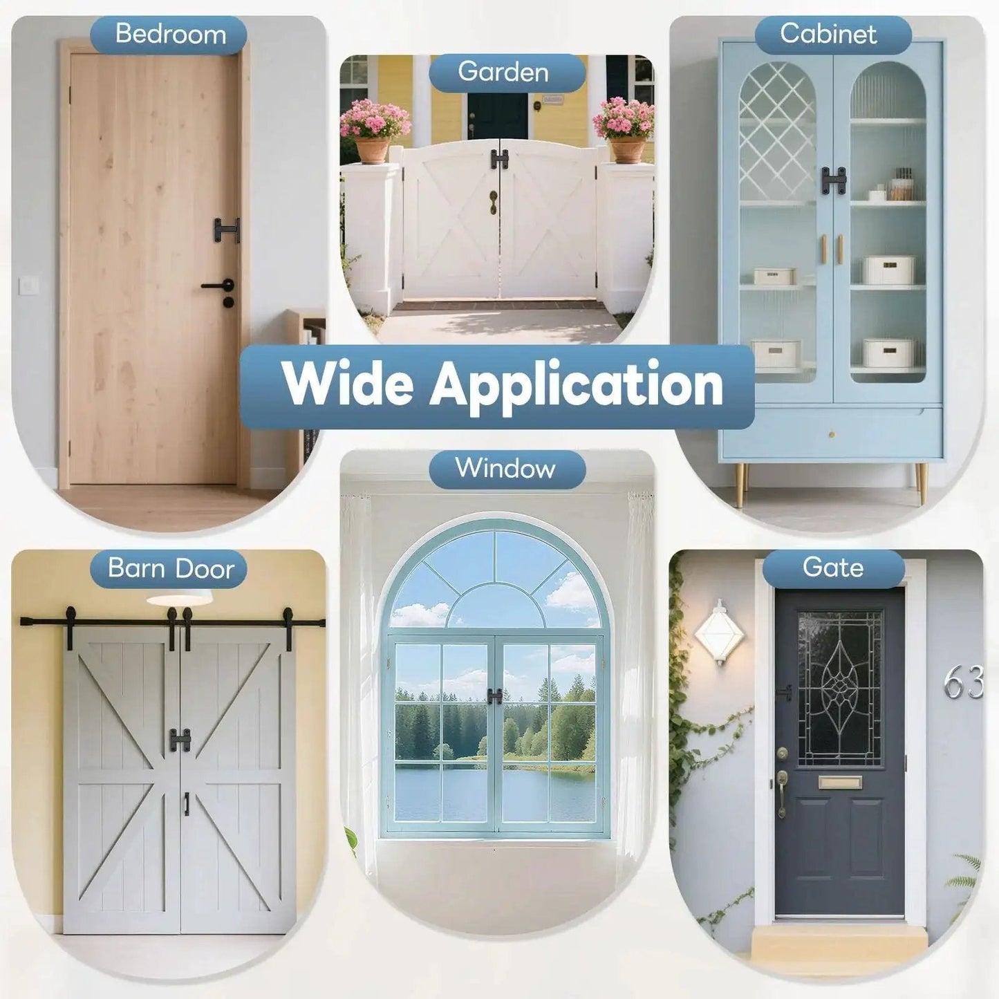 90 And 180 Degree Sliding Barn Door Lock Adjustable Zinc Alloy Security Latch for various doors, windows, and cabinets.
