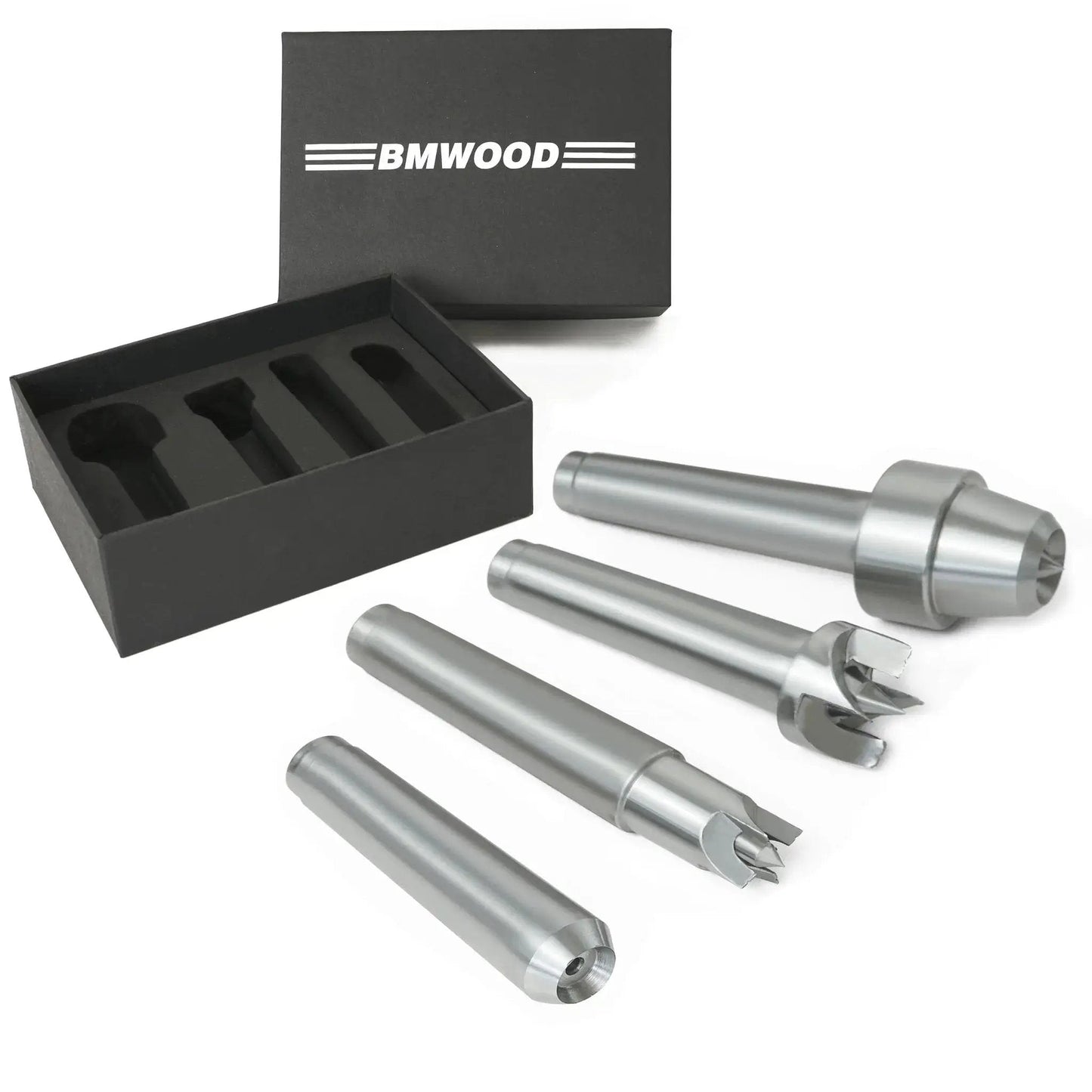 Four Piece MT2 Woodturning Lathe Center Set With Live Center And Spur Centers And Cup Center For MT2 Headstock And Tailstock