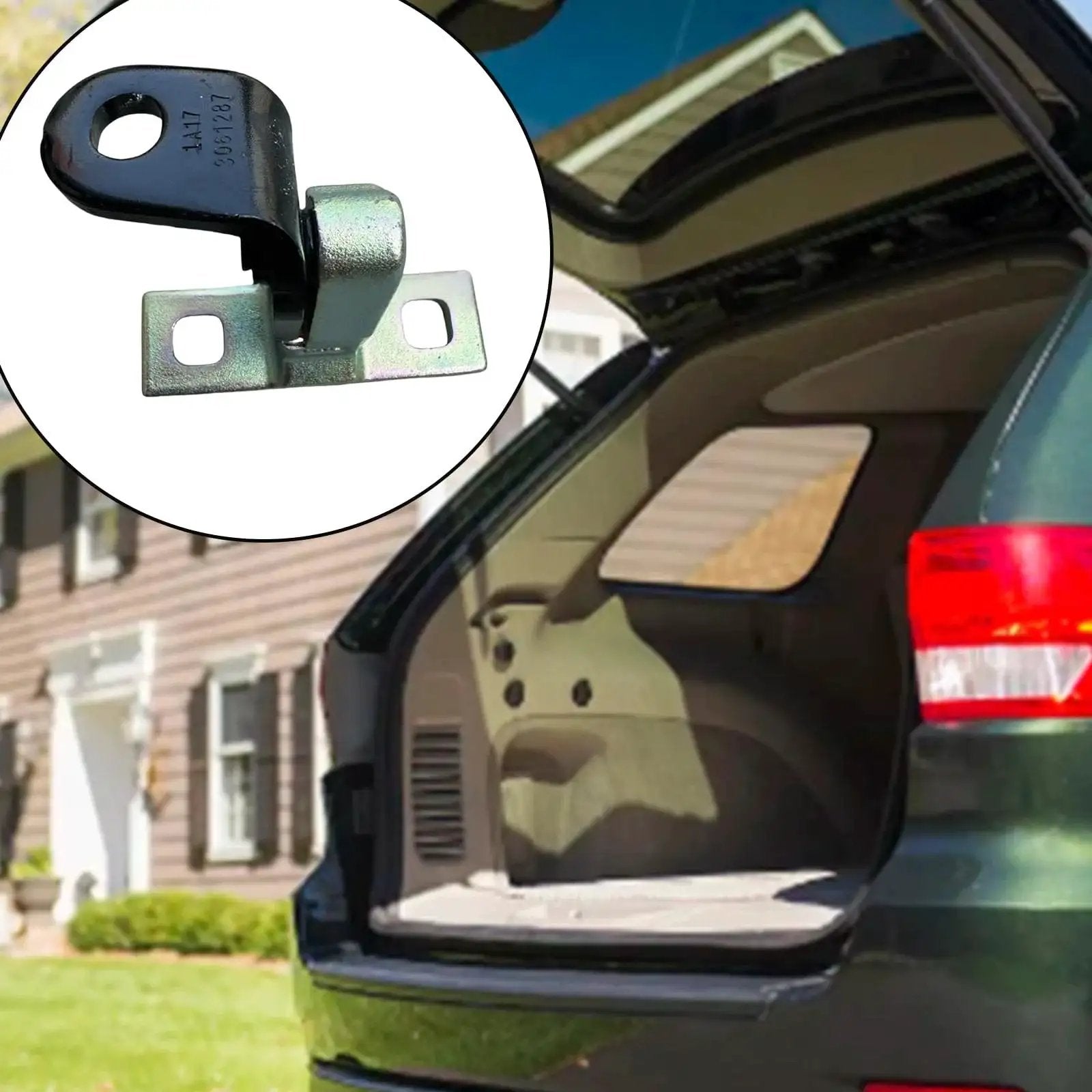 Left Rear Upper Door Hinge For Automotive Applications Precision Engineered Corrosion Resistant High Hardness Metal Enhanced Load Bearing Capacity Easy Installation Rustproof Car Door Hinge 1497494 00 B Vehicle Upgrade shown with rear car door open background