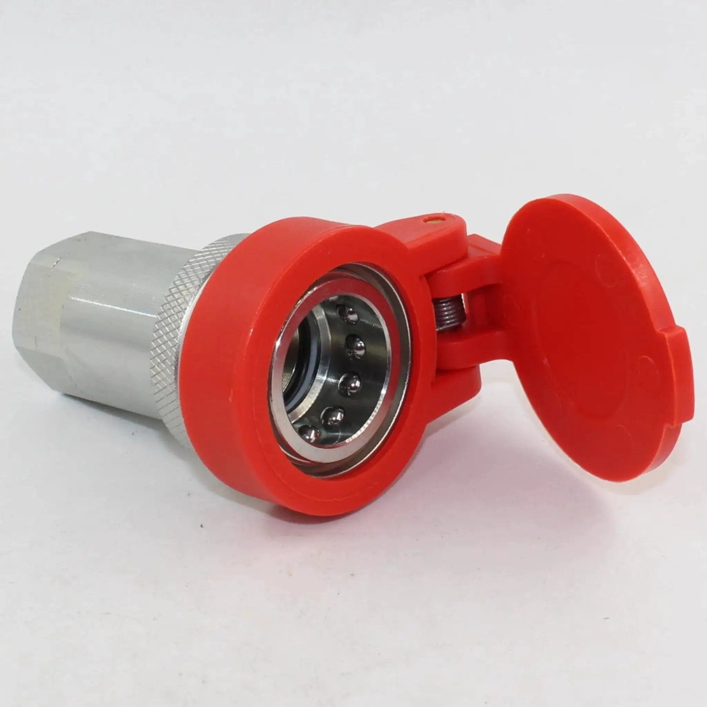 Half Inch Ag Hydraulic Tractor Quick Connect Coupler with Red Dust Cap, ISO7241-1A ISO5675, 4000 PSI Rating, Parker 6601-8-10 Compatible