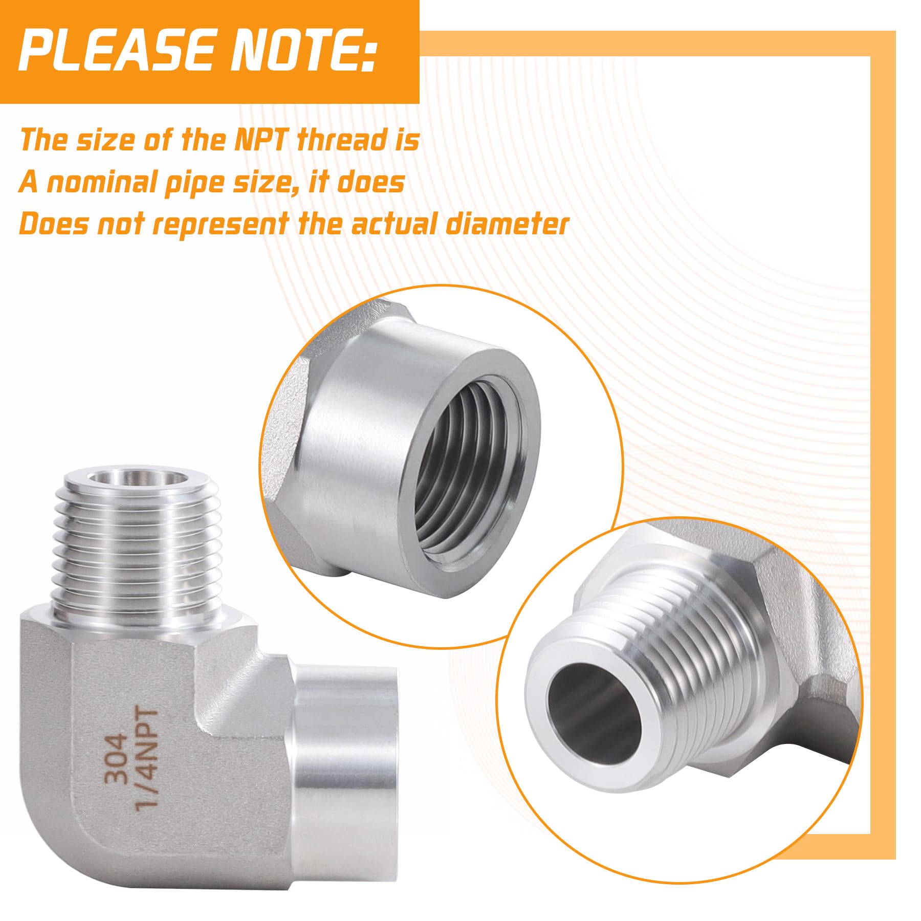 Stainless Steel 90 Degree Pipe Fitting Elbow One Quarter Inch NPT Male To One Quarter Inch NPT Female Two Pack Forged Barstock Corrosion Resistant For Plumbing And Industrial Quick Fit Carvedexquisitely.