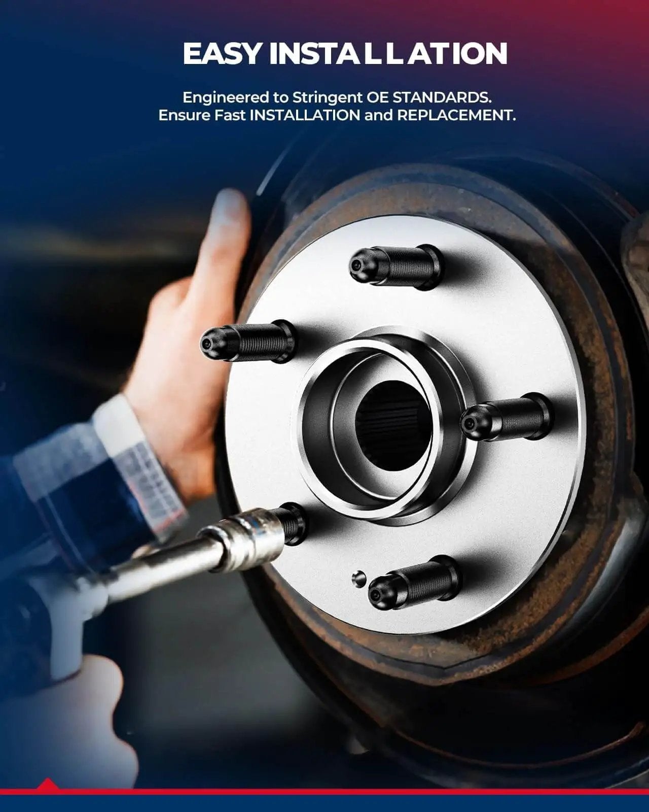 Installing Pair Front Wheel Hub and Bearing Assembly for 1997-2006 Buick Pontiac Oldsmobile and Chevy Models (5-Lug w/ABS)