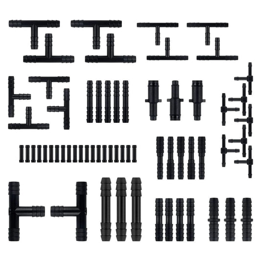 64 Piece Vacuum Line Connectors Kit Heat Resistant to 240C 460F Silicone Vacuum Hose Fittings Assortment With 12 Sizes