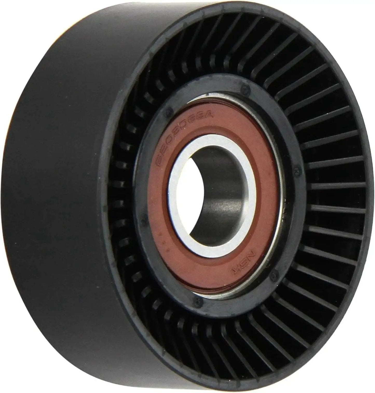 Close-up of Idler Pulley 89144 Polymer Tension Pulley for Auto Parts Black Made in the USA Durable Replacement