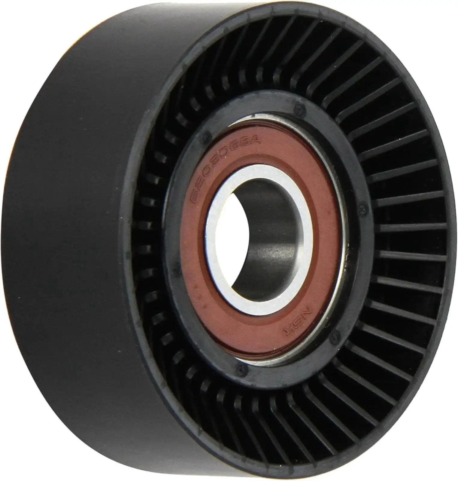 Close-up of Idler Pulley 89144 Polymer Tension Pulley for Auto Parts Black Made in the USA Durable Replacement
