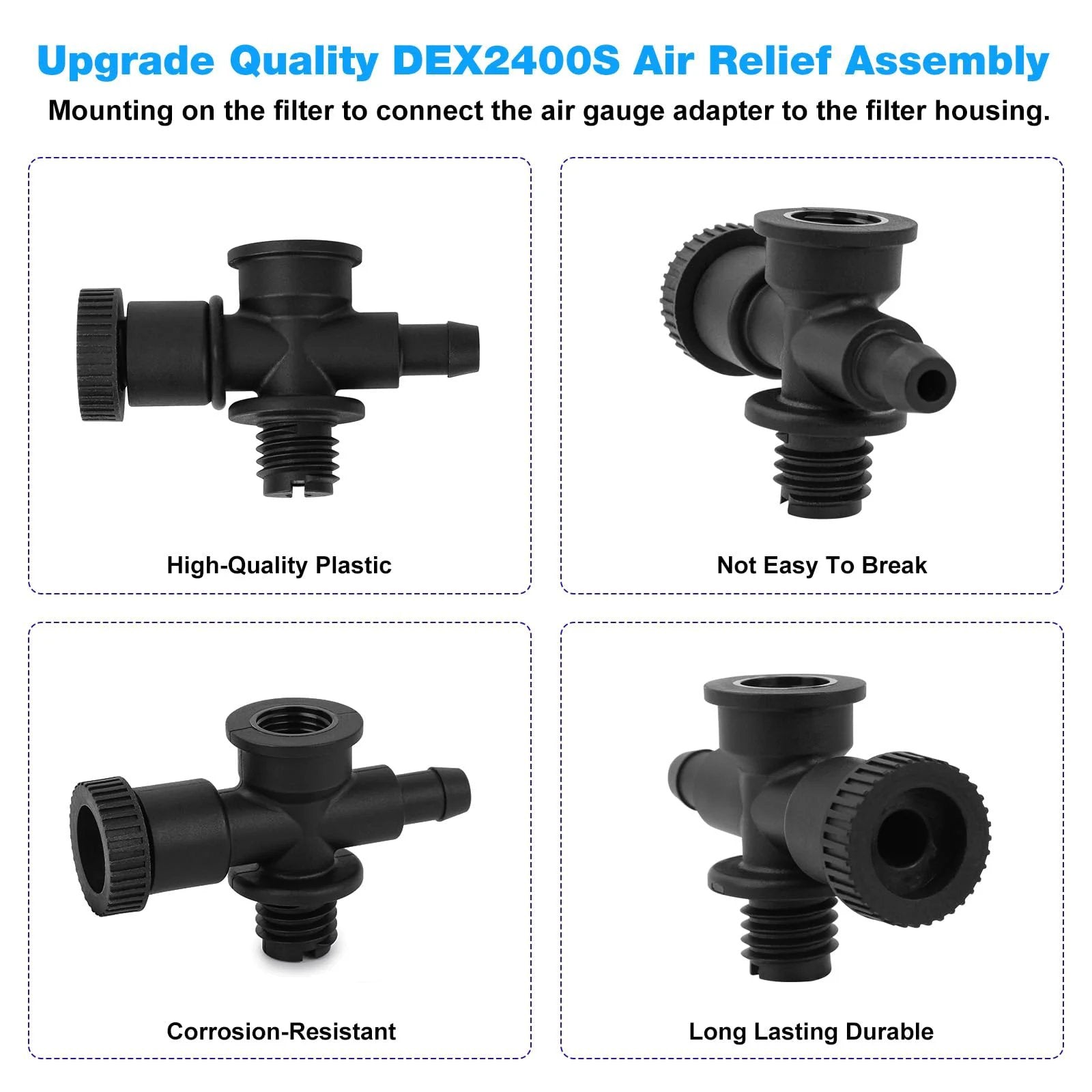 DEX2400S Sand Filter Air Relief Valve Assembly Replacement For Hayward ProGrid DE Pool Spa Filter Air Gauge Adapter