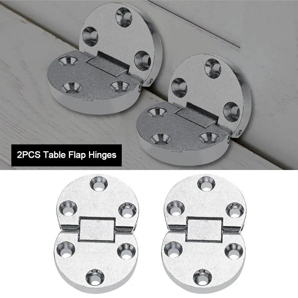 2 Pack Zinc Alloy Flap Hinges For Self Supporting Folding Tables Oval Hardware 10 Kg Max Load Silver Finish