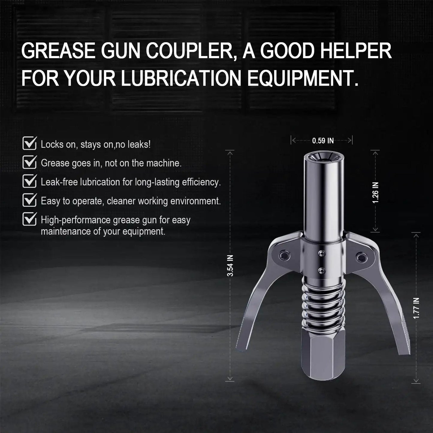 Grease Gun Coupler With Quick Lock And Double Handle Six Thickened Claws For Tight Fit Leak Proof Seal Up To 12000 PSI