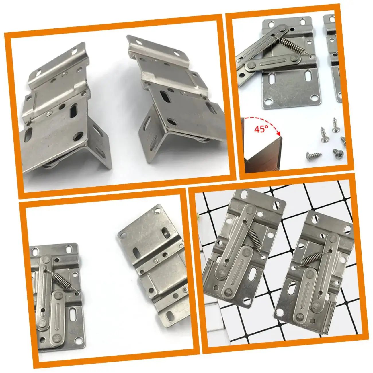 4 Pack Hidden Spring Hinges For Cabinets With Drop Leaf Support Easy To Install And High Load Bearing Capacity installed view