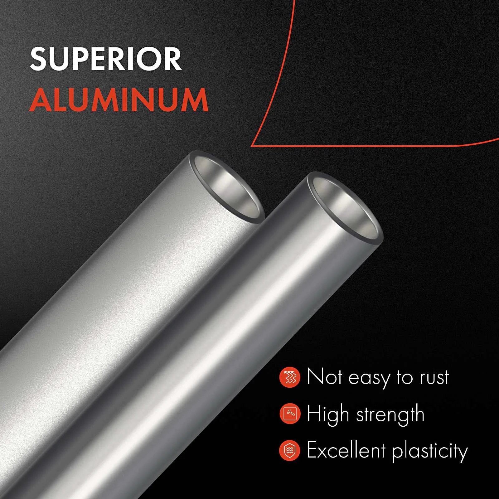 Close-up of aluminum pipes highlighting rust resistance and strength for AC Discharge Line Hose Assembly For GM Trucks And SUVs Compatible With Silverado 1500 Tahoe Suburban Sierra Yukon XL 1500 2500 Escalade ESV EXT From Compressor To Condenser Fits Cadillac Chevrolet GMC Models.
