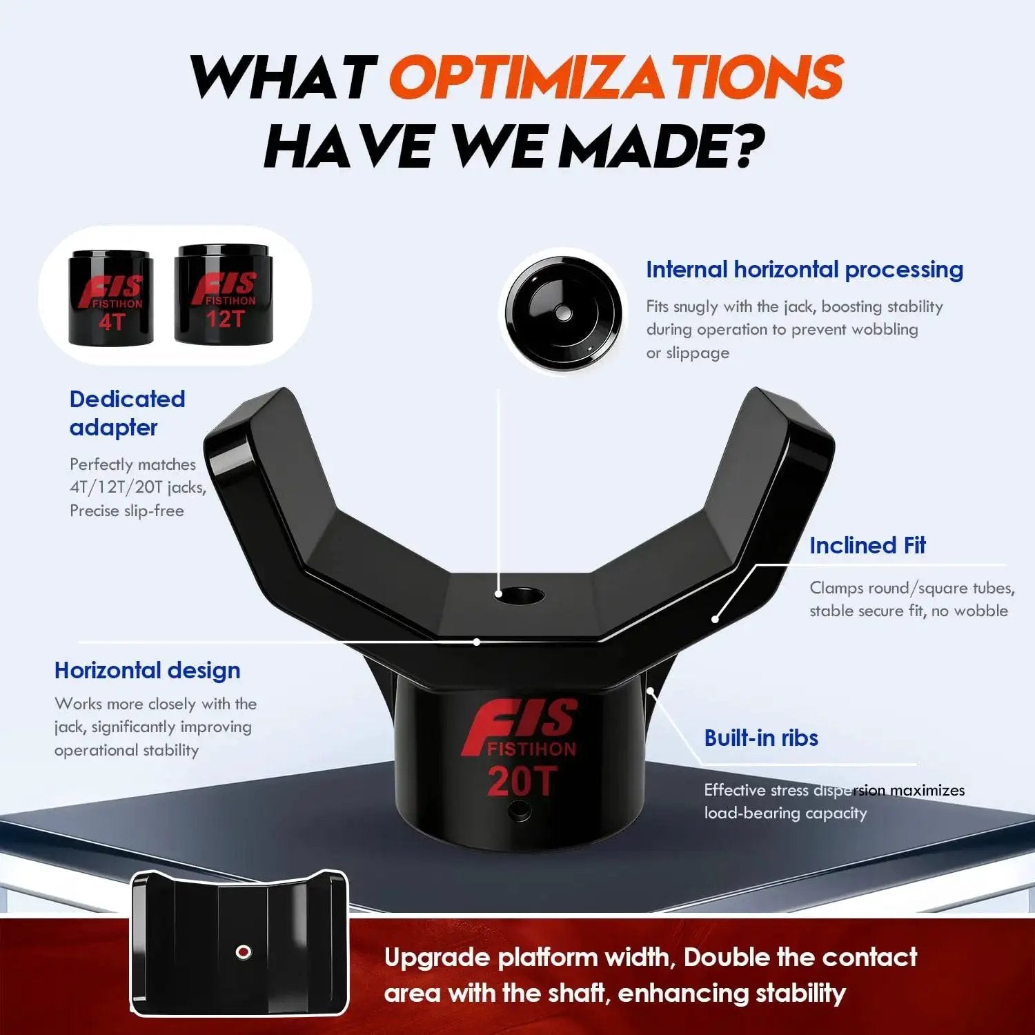 Safe Steel Bottle Jack Adapter With Dual Jack Adapters For Stable Lifting showing enhancements and features.