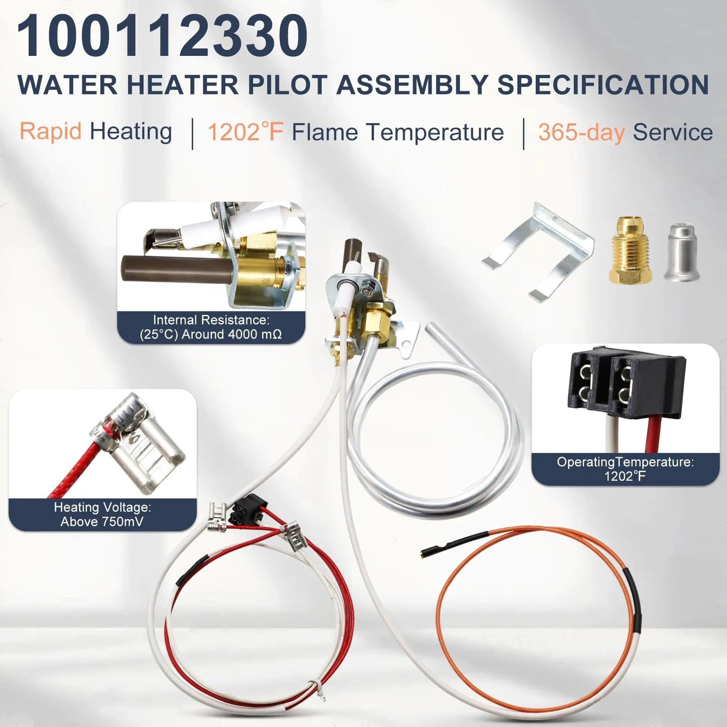 Water Heater Pilot Assembly Replacement for 9007876 9007877 4067826 Thermopile Compatible With 300 And 301 Series Reliance