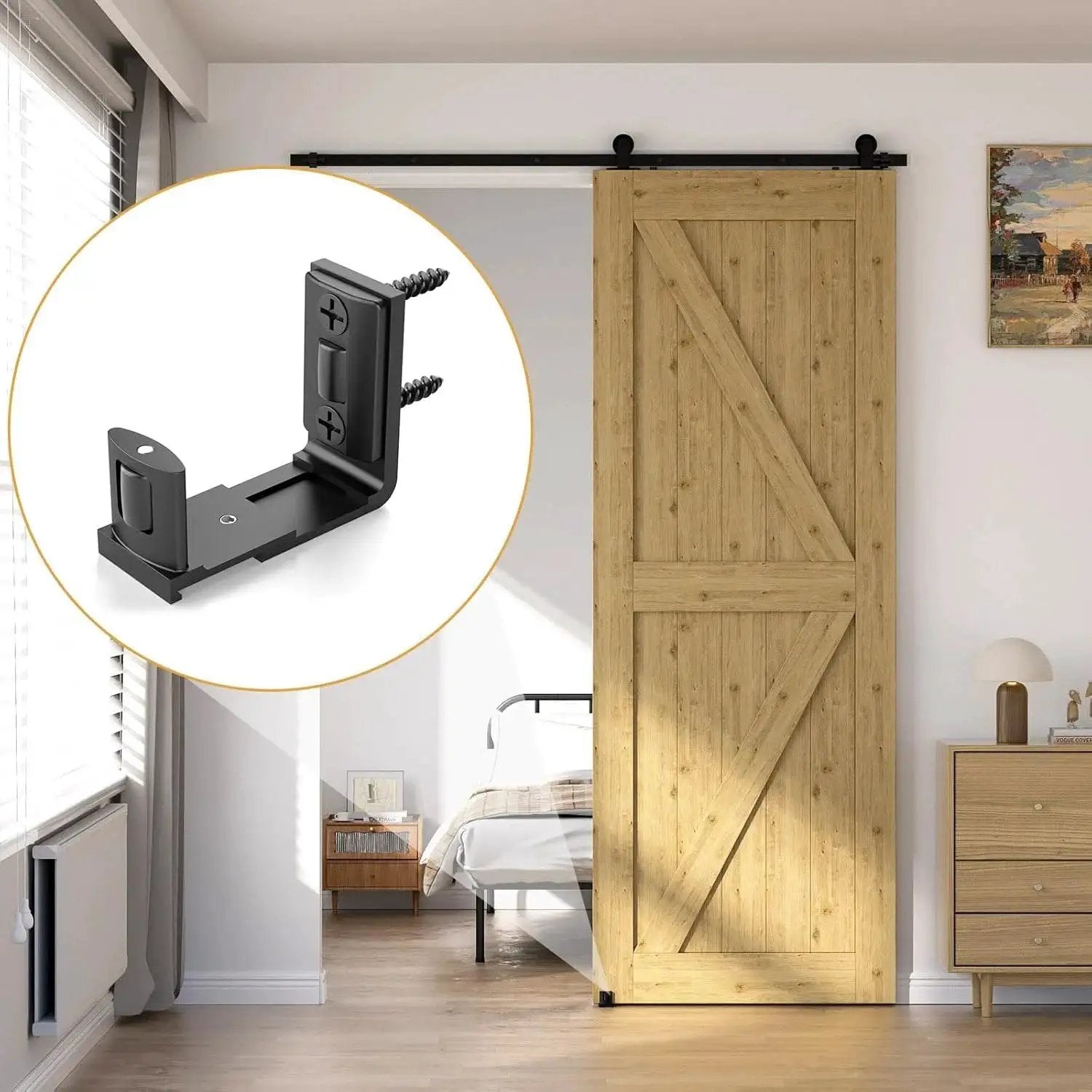 Sliding Barn Door Floor Guide 2 Pack Bottom Adjustable Roller Guides Wall Mounted Black For Smooth Quiet Sliding