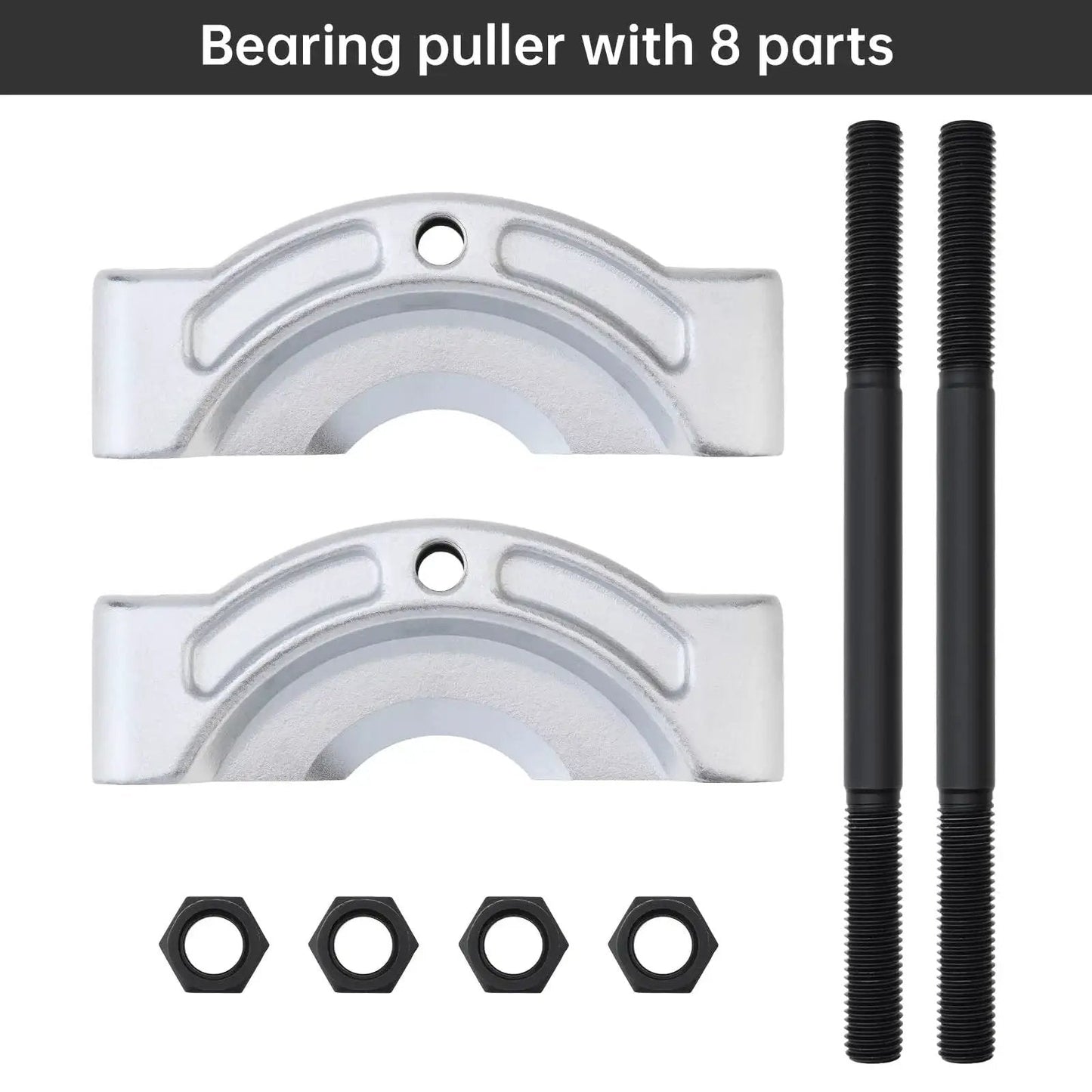 Heavy Duty Bearing Puller And Gear Pinion Splitter with 8 parts, chrome plated for wheel hub bearing removal in automotive use