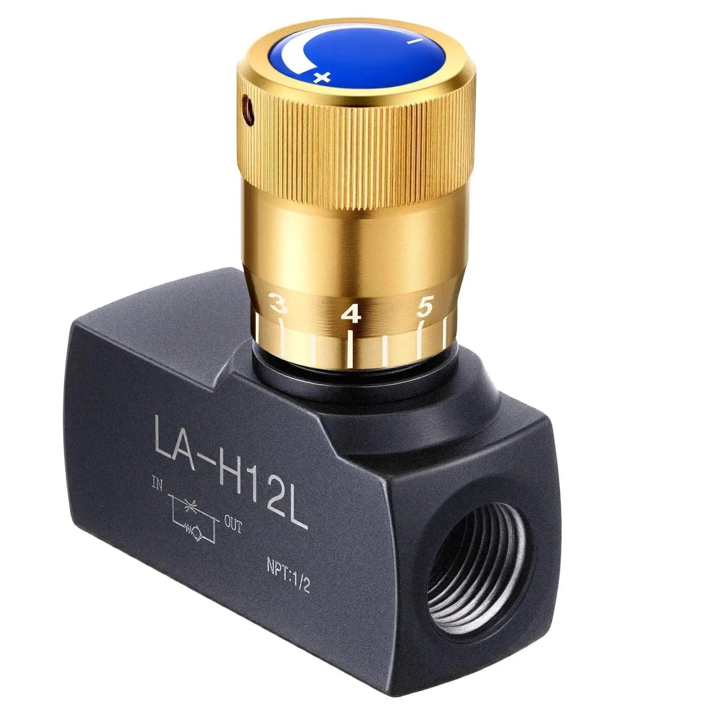 Hydraulic Flow Control Needle Valve For One Half Inch NPT Ports Dual Function Regulator With Single Direction Operation