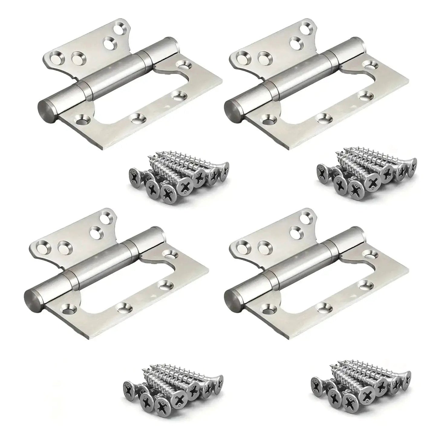 4 Pack Heavy Duty Silent Thickened Door Hinges with screws for general doors, showcasing durable build and sleek design for easy installation