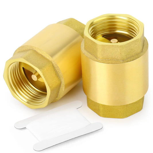 2 Pack Brass Check Valves 1 Inch Female Thread Backflow Prevention One Way Valve For Plumbing, Corrosion Resistant Brass Body With Stainless Steel Spring, Rated Up To 200 PSI, Ideal For Water Lines