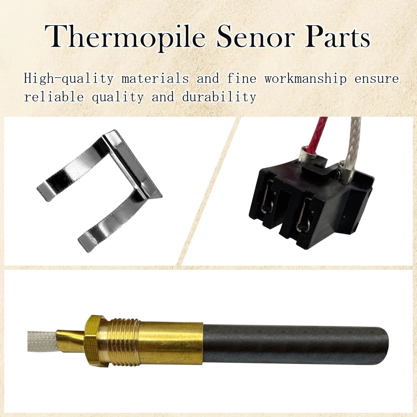 Natural LP Thermopile Sensor Beefy For Rheem Ruud And Richmond Water Heaters Pilot Burner Assembly Kit with brass and black components