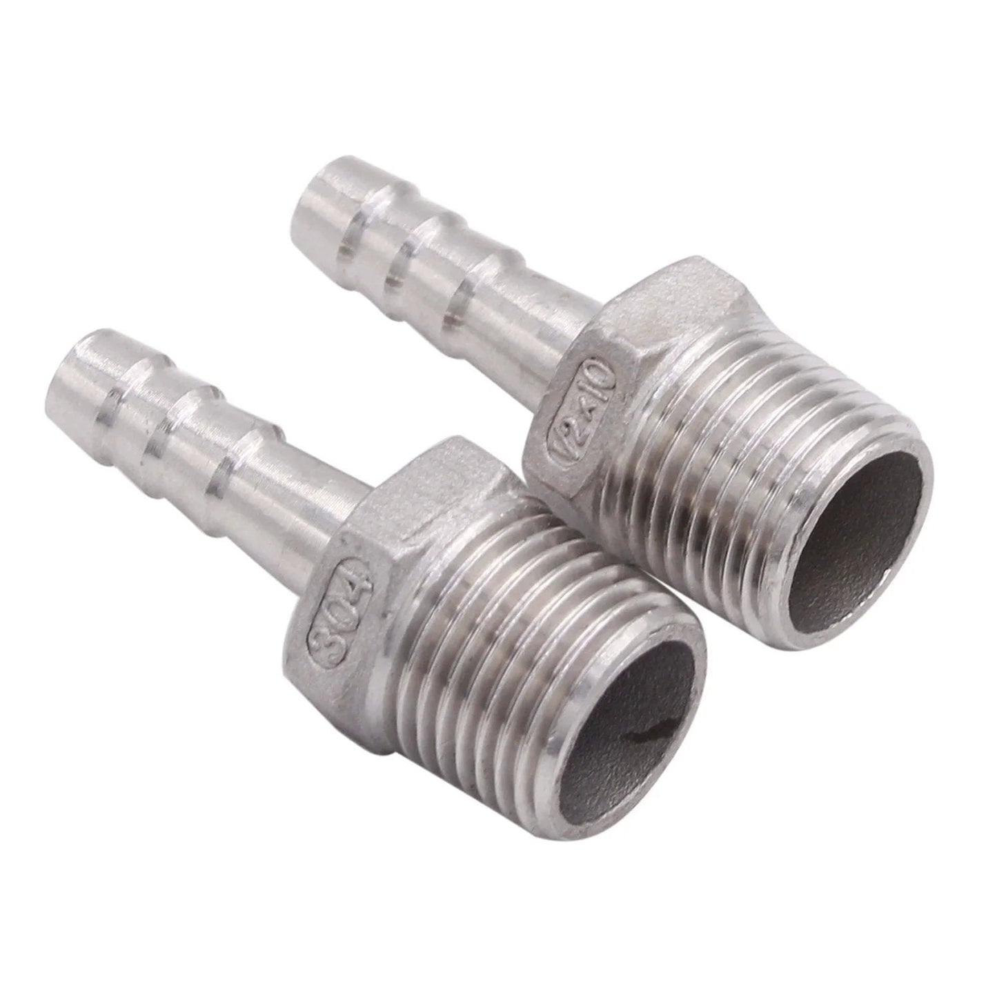 Stainless Steel Three Eighths Inch Hose Barb To One Half Inch NPT Male Fittings Pack Of Two For Home Brewing Durable