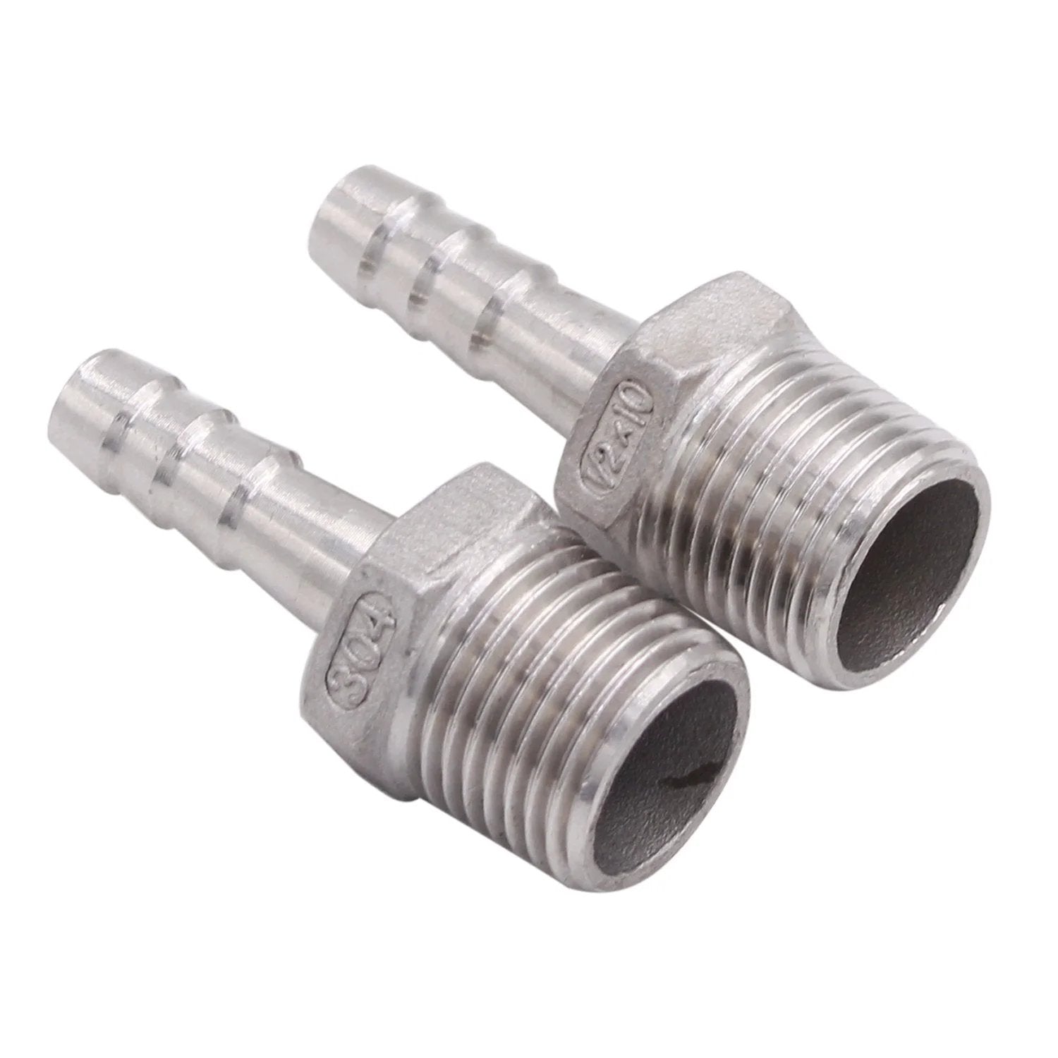 Stainless Steel Three Eighths Inch Hose Barb To One Half Inch NPT Male Fittings Pack Of Two For Home Brewing Durable